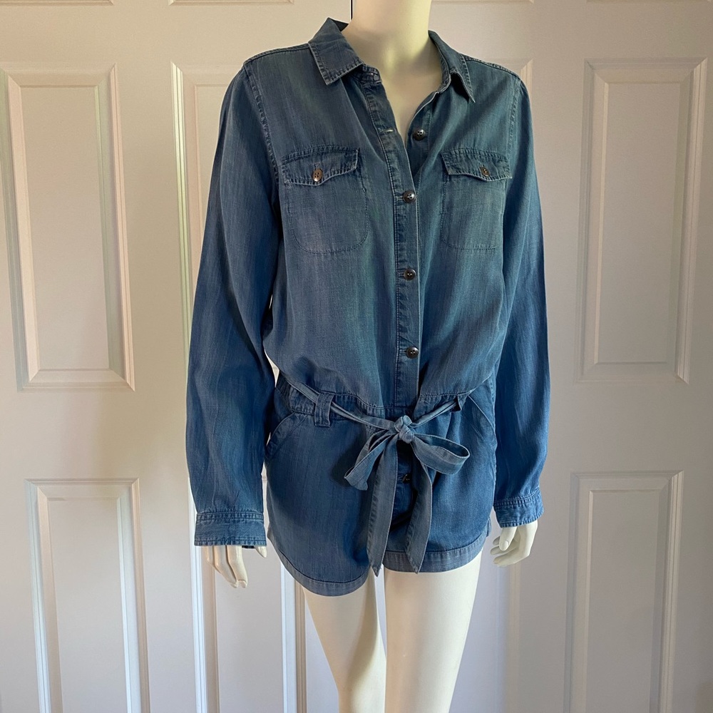 Live stitch chambray romper